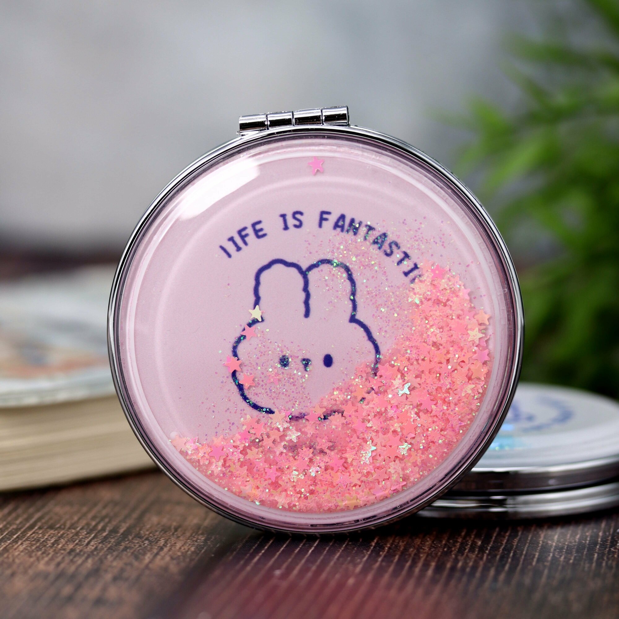 фото Зеркало карманное складное Head rabbit pink с увеличением