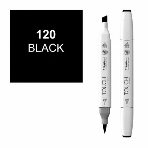 Маркер Touch двухсторонний, цвет 120 черный (1210120) маркер для скетчей touch brush двухсторонний цв 120 черный 1210120
