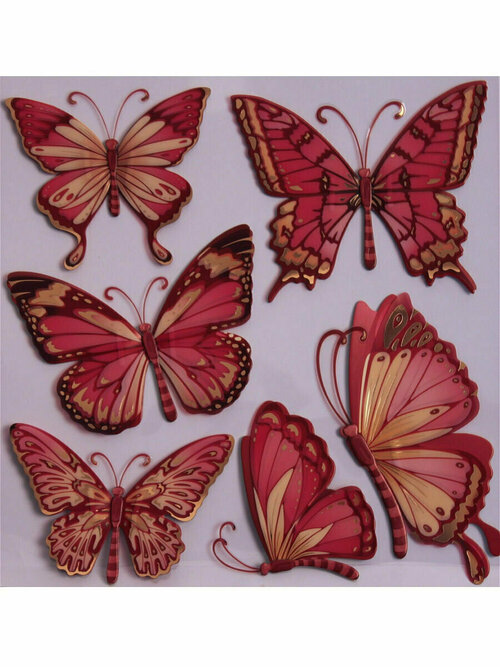Декоративные комнатные наклейки , размер 30,5х30,5 см, бабочки, стрекозы
