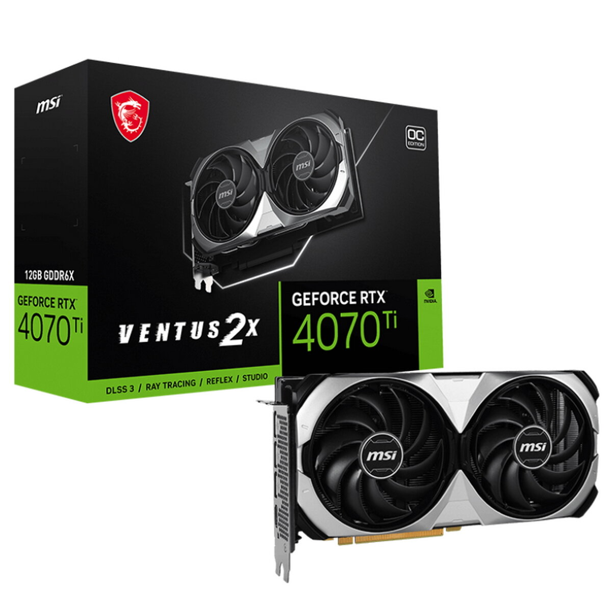 Видеокарта MSI PCI-E 4.0 RTX 4070 Ti VENTUS 2X 12G OC NVIDIA GeForce RTX 4070TI 12288Mb 192 GDDR6X 2640/21000 HDMIx1 DPx3 HDCP Ret