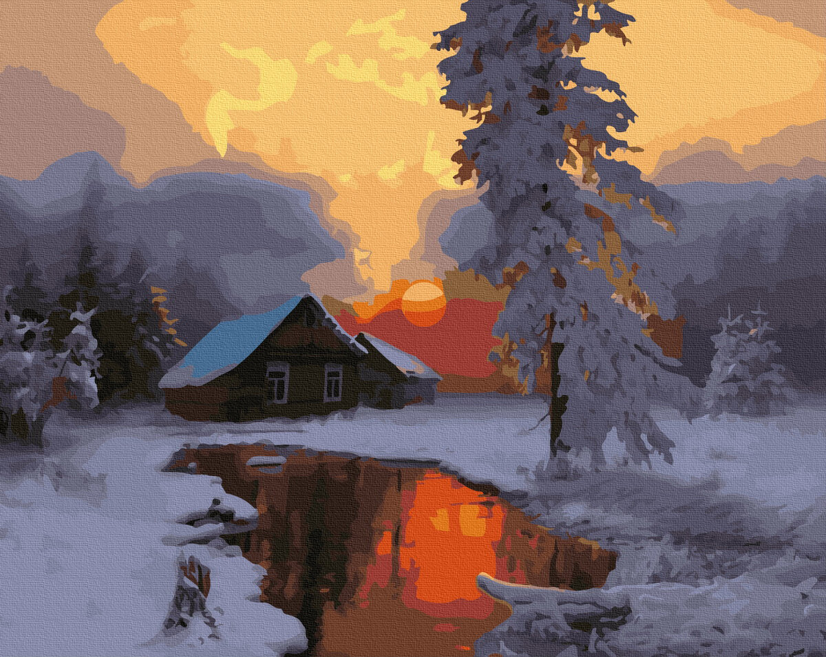 ВанГогВоМне Картина по номерам "Дом в зимнем лесу" (ZX 24268) 40х50