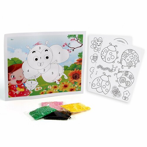 Набор для творчества аппликация EVA крошкой и раскраска - наклейки Милые насекомые 1шт 375₽