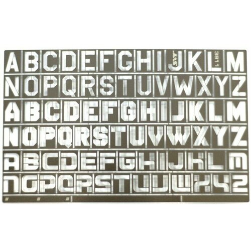 3811 JAS Трафарет буквы, латинский алфавит, 78 символов