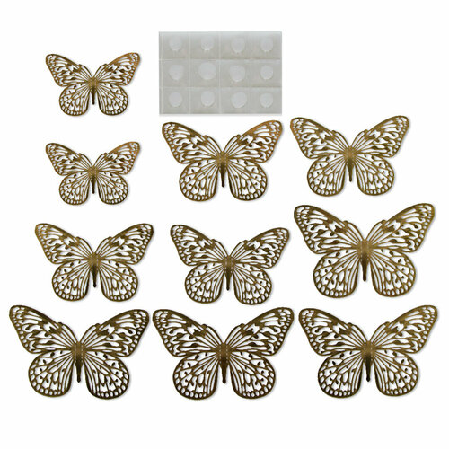 Наклейки Нежные бабочки, Золото, 8-12 см*4 шт, 12 шт, 1 упак. 10 шт украшения для маникюра в виде бабочек