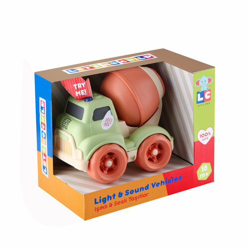 Игрушечная машинка Let`s Be Child - Бетономешалка (пластмассовая, цвет: зелено-оранжевый), со световыми и звуковыми эффектами, с питанием от батареек