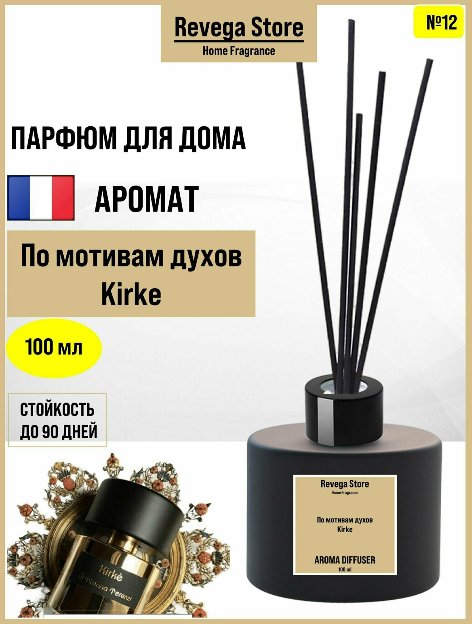Диффузор с палочками / Парфюм для дома №12 По мотивам духов Kirke