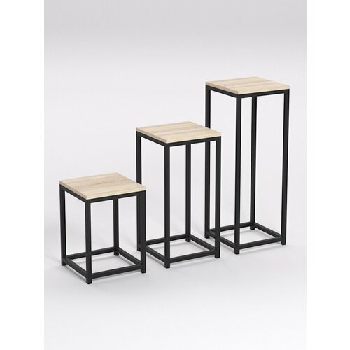 Подставка для цветов №7 в стиле лофт, Дуб Сонома 90 x 30 x 80 см