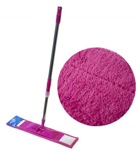 фото Швабра плоская 60см, нержавейка телескоп ручка 80-125см (жасмин)