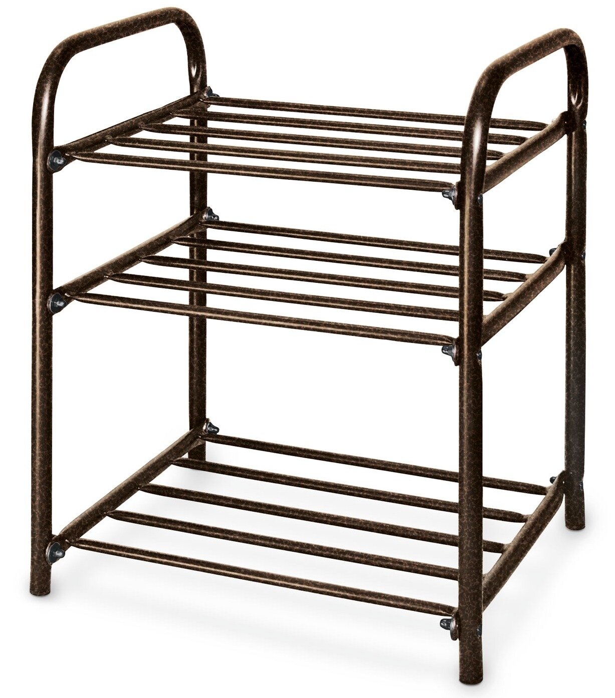 Этажерка для обуви Nika / Ника Комфорт 1 трехъярусная металл с антикоррозийным покрытием медный антик, 500х330х440мм / обувница / товары для дома