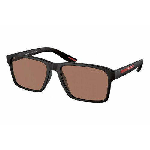фото Солнцезащитные очки prada, прямоугольные, оправа: пластик, с защитой от уф, для мужчин, коричневый prada linea rossa