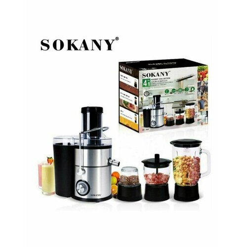 Кухонный комбайн, соковыжималка 4в1 SOKANY SK-4009/насадки из высококачественной нержавеющей стали