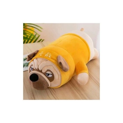 Мягкая игрушка мопс подушка в желтой одежде 75 см