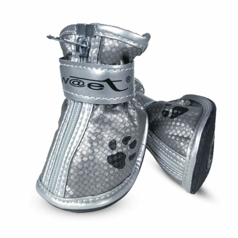 Petmax Ботинки для собак M с лапкой, серебряные - фото №4