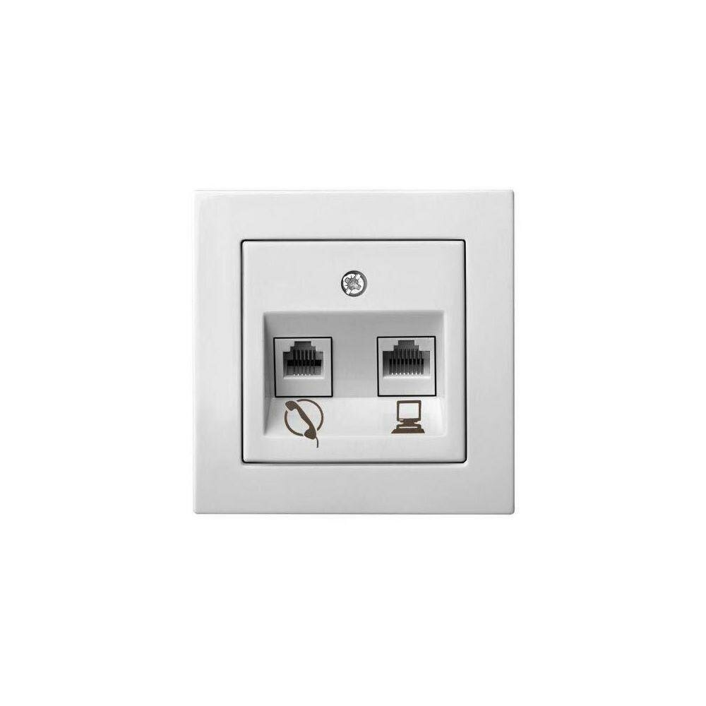 Розетка интернет RJ45/телефонная RJ11 Liregus EPSILON 28-034 - фото №1