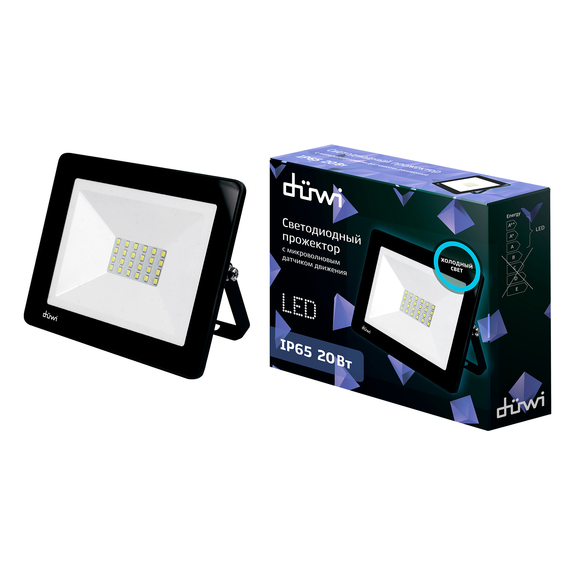 фото Прожектор светодиодный 20Вт СДО-20 с датчиками движения 1400Лм 6500К 230В IP65 32291 7 Duwi