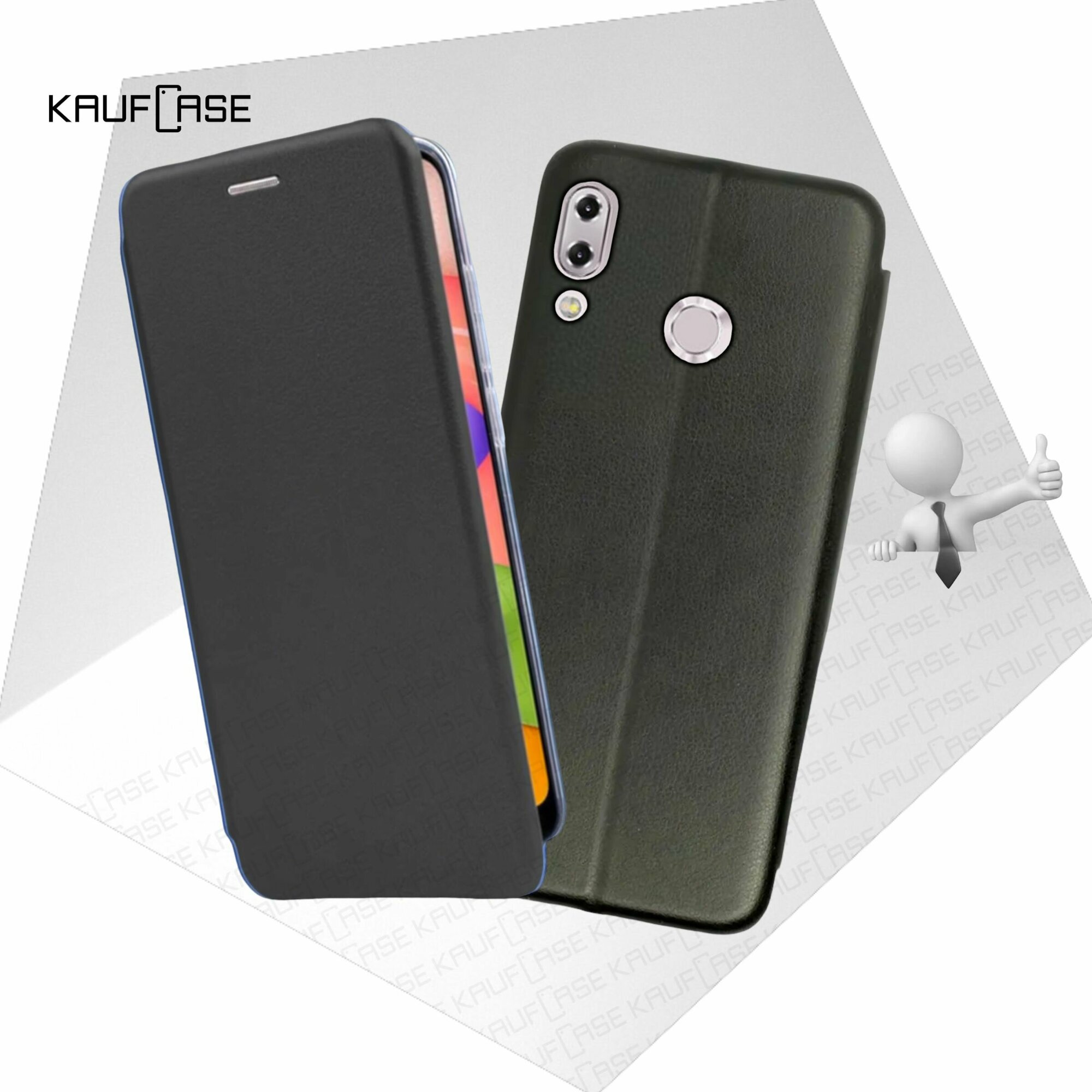 Чехол книжка KaufCase для телефона Asus ZenFone 5/ 5Z (ZS620KL/ ZE620KL) (6.2"), черный. Трансфомер