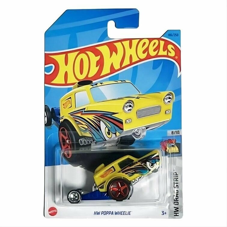 HKH34 Машинка игрушка Hot Wheels металлическая коллекционная HW Poppa Wheelie желтый