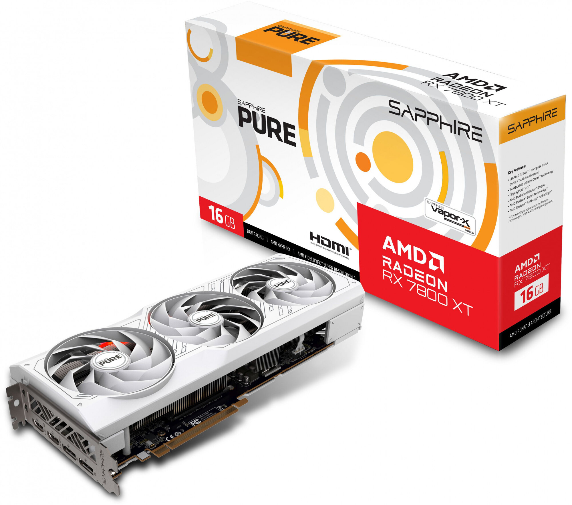 Sapphire Видеокарта Sapphire PCI-E 40 11330-03-20G PURE RX 7800 XT GAMING OC AMD Radeon RX 7800XT 16384Mb 256 GDDR6 2169/16000 HDMIx2 DPx2 HDCP Ret