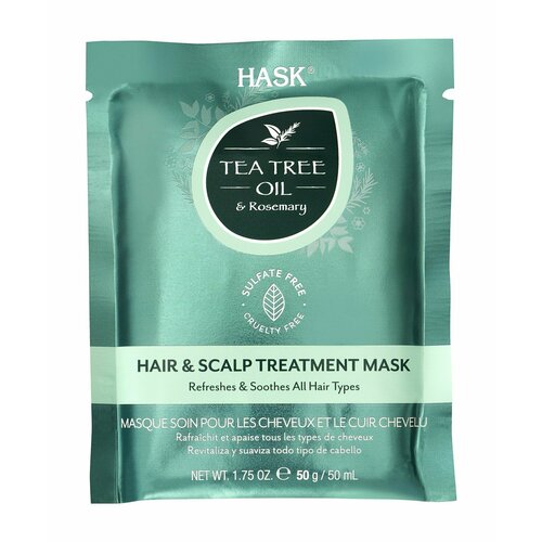 Укрепляющая маска для волос с маслом чайного дерева и экстрактом розмарина Hask Tea Tree Rosemary Oil Invigorating Hair and Scalp Treatment Mask