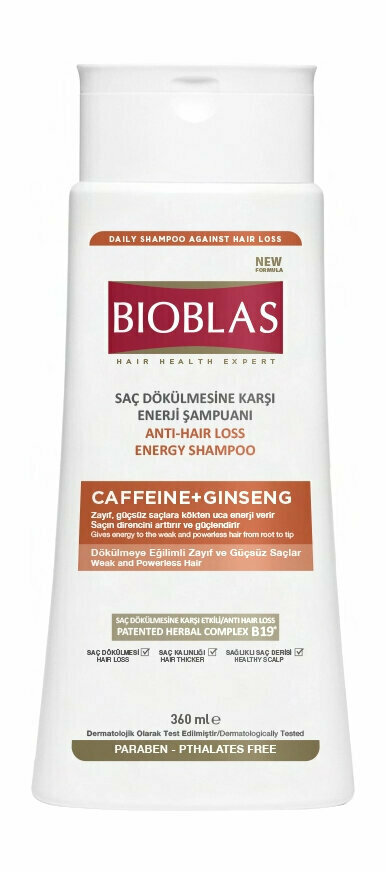 Шампунь против выпадения волос с кофеином и женьшенем Bioblas Caffeine+Ginseng Anti Hair Loss Energy Shampoo