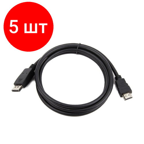 Комплект 5 штук, Кабель DisplayPort - HDMI, М/М, 1 м, экр, Cablexpert, чер, CC-DP-HDMI-1M