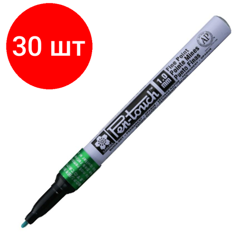 Комплект 30 штук, Маркер лаковый Sakura Pen-Touch 1 мм зеленый XPMKA#29 комплект 6 штук маркер лаковый sakura pen touch 1 мм синий xpmka 36