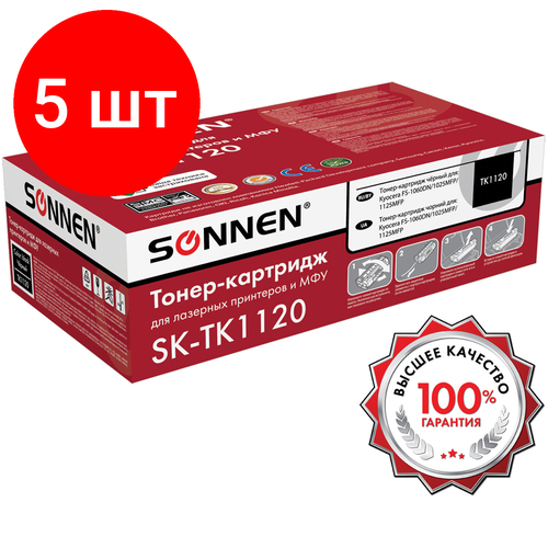 Комплект 5 шт, Тонер-картридж лазерный SONNEN (SK-TK1120) для KYOCERA FS-1060DN/1025MFP/1125MFP, ресурс 3000 стр, 364082