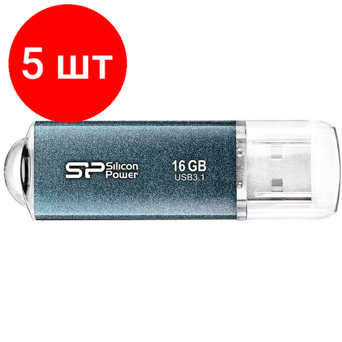 флеш память usb 3 1 gen1 16 гб silicon power marvel m01 g1 sp016gbuf3m01v1b 251474 Комплект 5 штук, Флеш-память Silicon Power Marvel M01, 16Gb, USB 3.2 G1, с, SP016GBUF3M01V1B