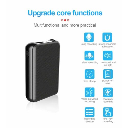 Компактный диктофон SPEC-75 со встроенной памятью 32 GB внешний аккумулятор 5000 мAч непрерывная запись 290 часов MP3-плеер 499900₽