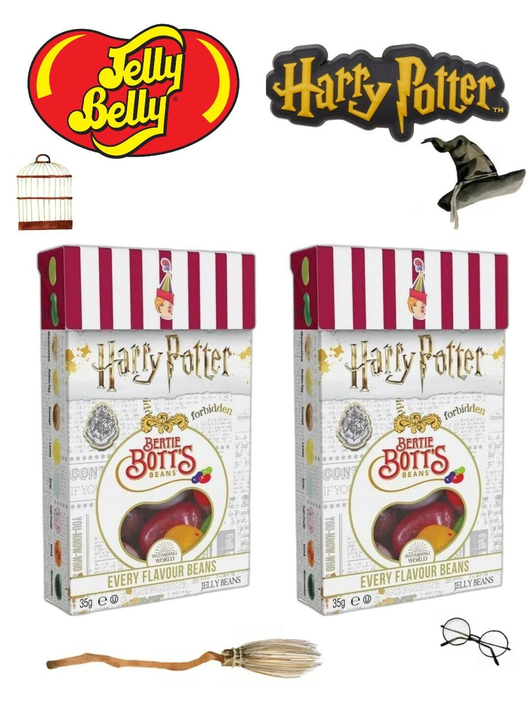 Jelly Belly, Бобы Bertie Botts из Harry Potter, 35г * 2 шт.