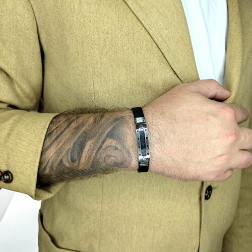 фото Браслет, металл, размер 20 см, черный, серебряный нет бренда