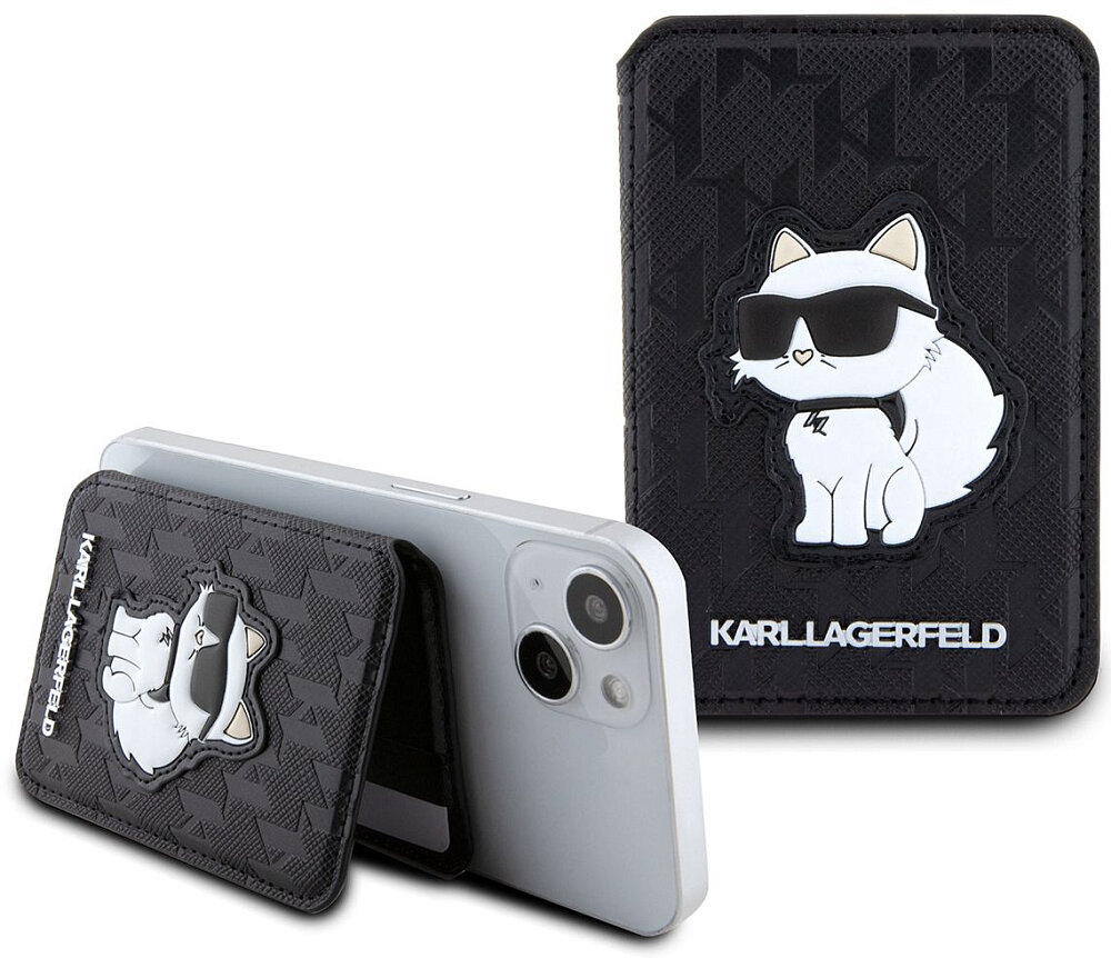 Чехлы Karl Lagerfeld Чехол-бумажник Lagerfeld Saffiano Choupette Cardslot MagSafe, черный