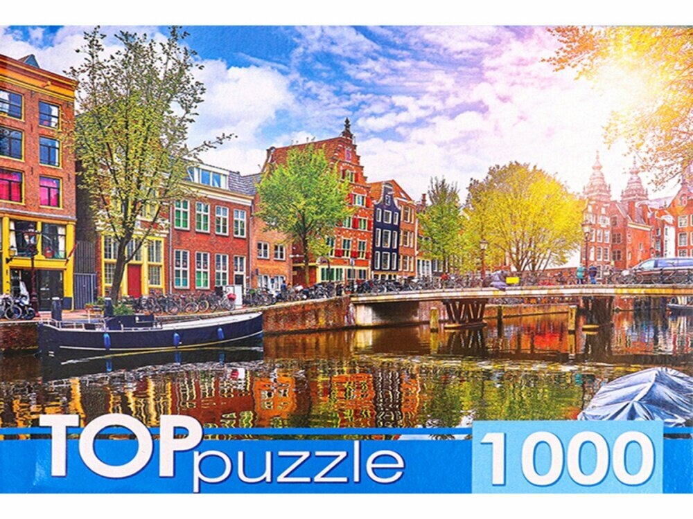 Пазлы 1000 элементов. Солнечный канал в Амстердаме. 685х485 мм (ГИТП1000-4139, Рыжий кот)