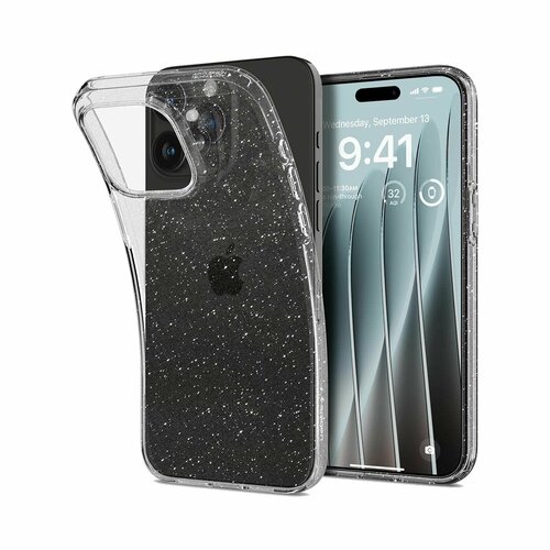 Термополиуретановый чехол Spigen Liquid Crystal Glitter для iPhone 15 Pro (Прозрачный кварц | Crystal Quartz) чехол spigen для iphone 15 plus liquid crystal glitter прозрачный розовый acs06649