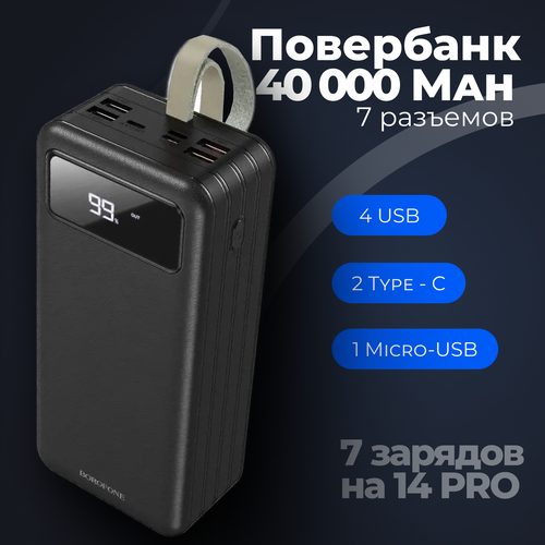Power bank 40000 mah/повербанк/с фонариком/внешний аккумулятор/с быстрой зарядкой/для телефона/планшета/ноутбука/iphone nyork power bank model pb502