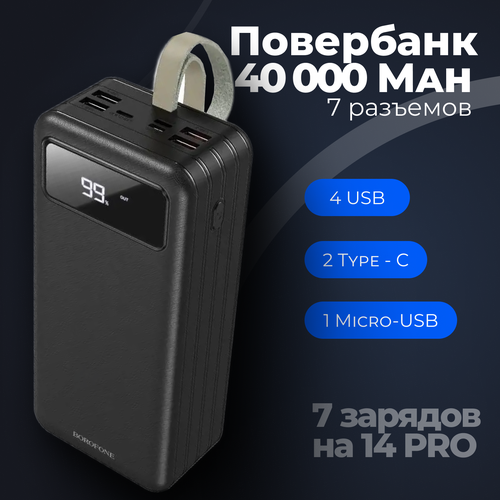 Power bank 40000 mahповербанкс фонарикомвнешний аккумуляторс быстрой зарядкойдля телефонапланшетаноутбукаiphone 290000₽