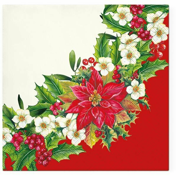 фото Салфетки PAW Decor Collection "Lunch", Tete-a-tete, Красный венок, трехслойные, для декупажа, 20 шт