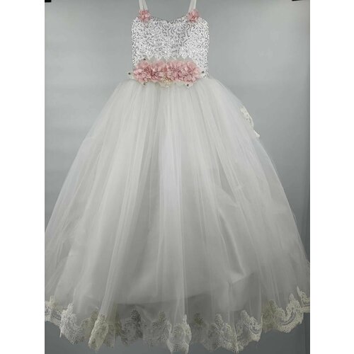 Платье, размер 110, розовый, белый