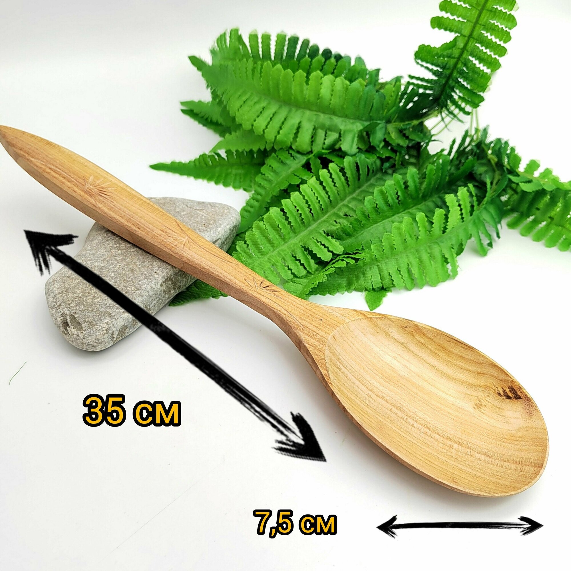 Ложка-лопатка деревянная/ Ложка мешалка/ Деревянная посуда/ Размер 35 х 7,5 см