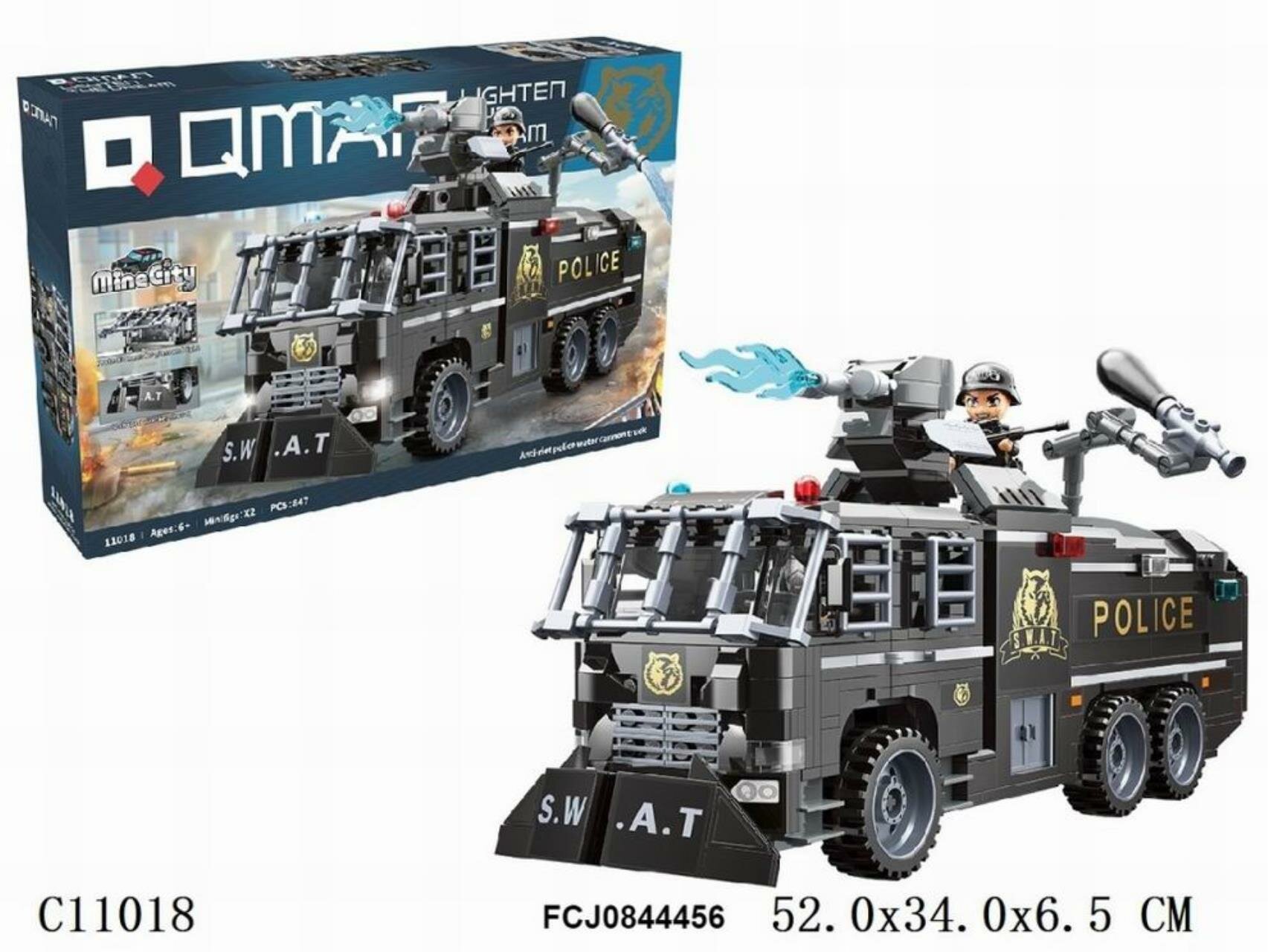 Конструктор Qman 11018 Техника Полицейская бронированная машина 847 деталей