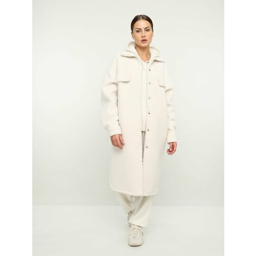 Пальто ALEF, размер 42, белый зашитое новое стильное плетеное меховое пальто из меха енота женское меховое пальто средней длины для осени и зимы