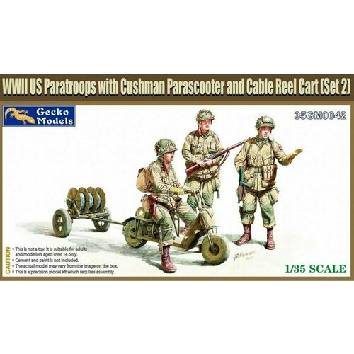 Сборная модель солдат M53 Scooter Cushman w-RL-35 Cable Reel Cart