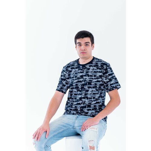 фото Футболка karim принт, размер 52, черный, белый