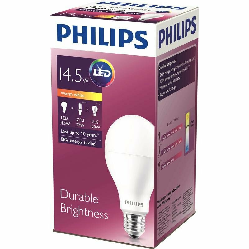 Светодиодная лампа Philips E27 3000K (тёплый) 14.5 Вт - фото №4