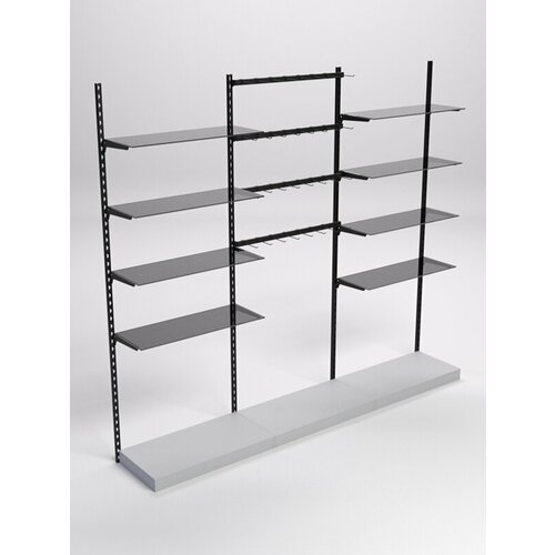 Настенная система с подиумами 8-ю тонир полками для одежды и под крючки LOFT 11-1 Серый 270 x 45 x 240 см 27313₽