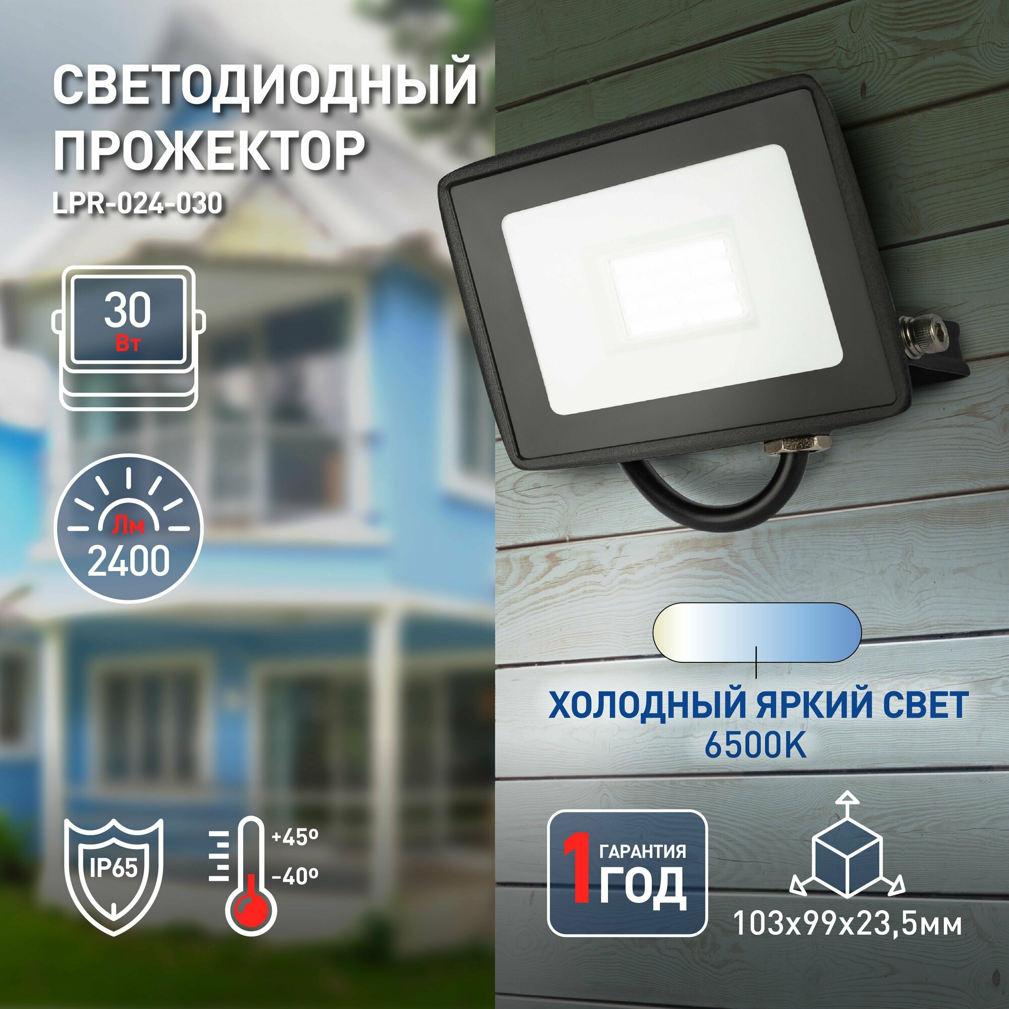 Прожектор светодиодный уличный ЭРА RED LINE LPR-024-030 подвесной 30Вт 6500К IP65