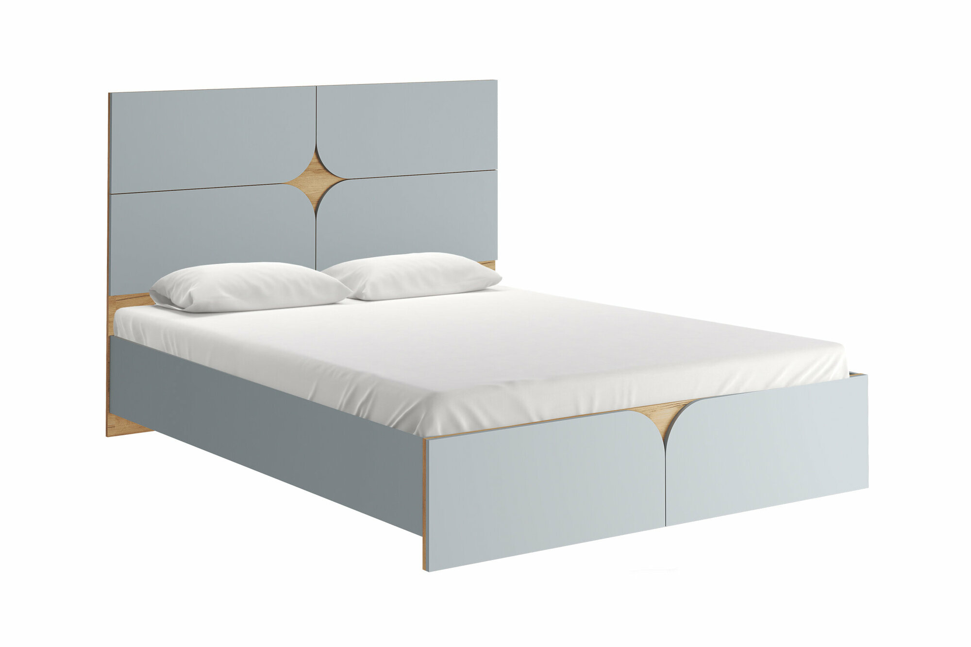 фото Кровать МК Стиль Монро шиншилла серая / дуб крафт золотой