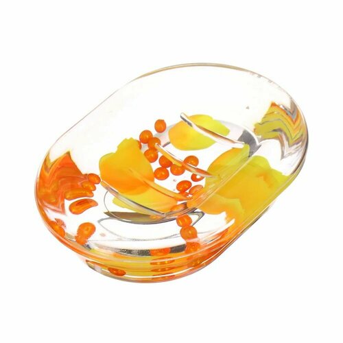 Мыльница гелевая Желтые лепестки Orange Petals, с оранжевыми лепестками.