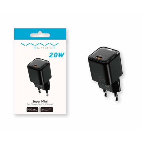 Сетевое зарядное устройство Vyvylabs Super Mini Fast Charger Type-C 20W C20CE-02 Black сетевое зарядное устройство qumo energy light charger 0050 pd 20w 1usb type c черный