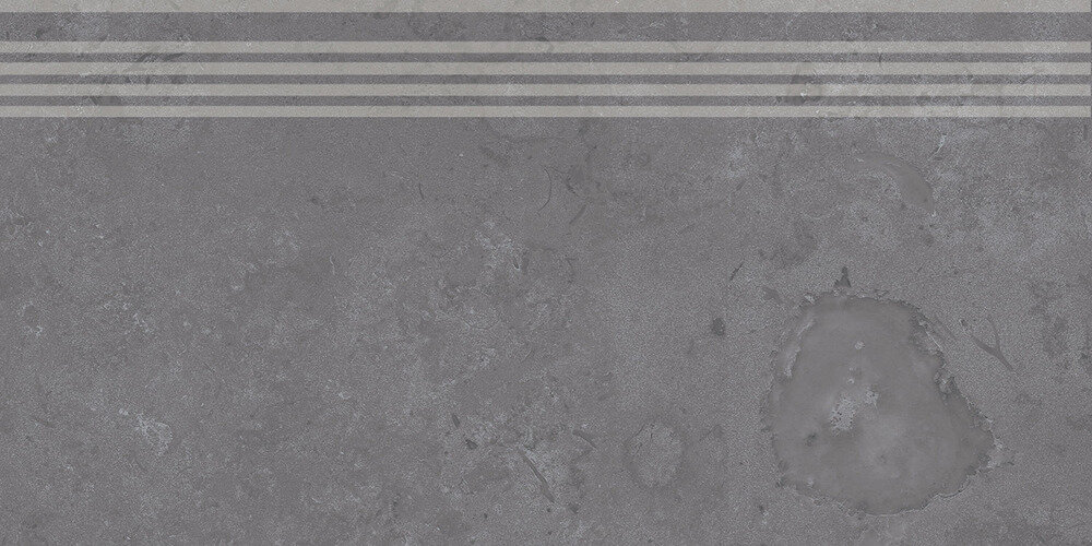 фото Ступень Kerama Marazzi Про Лаймстоун Серая Темная Натуральная Обрезная 60х30 DD205100R/GR 600x300 мм (Керамогранит)